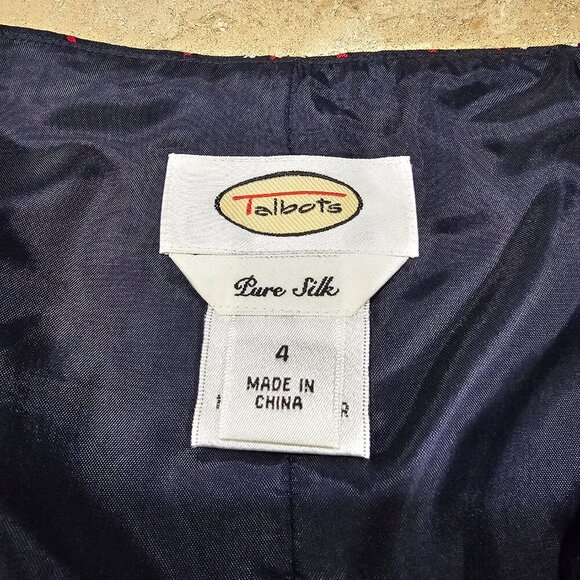 NWT Women's Talbots Pure Silk A-Line Skirt Lined Blue/Red/White Size‎ 4 - Picture 4 of 6